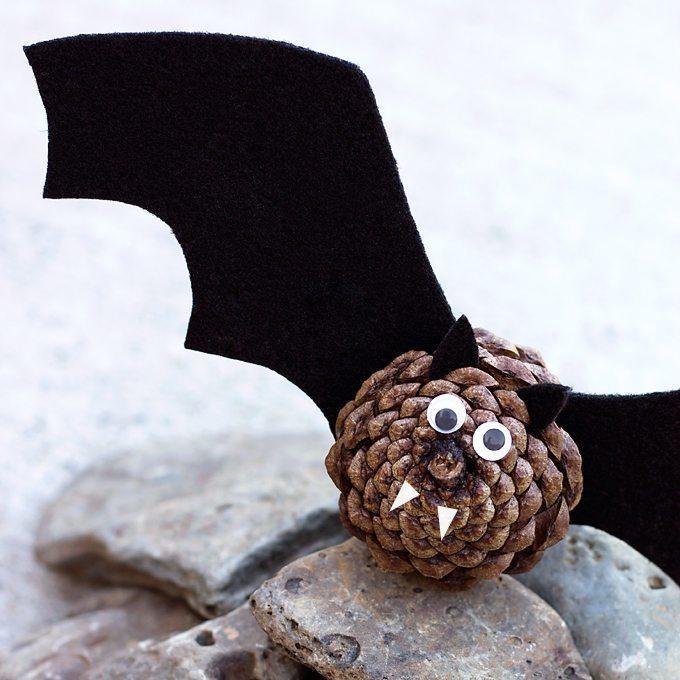 Raid the backyard for some pine cones and grab some felt and googly eyes to help the kids make this precious pine cone bat that will happily hang out until Halloween, even if the kids beg to keep him until Christmas. It's cute, so let's be honest, it's not going anywhere. 