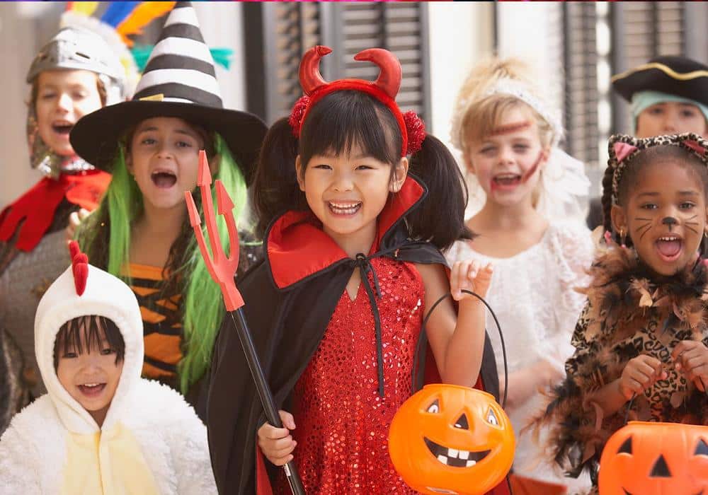 Kids in cute costumes for halloween