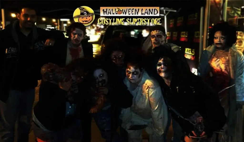 A group of people wearing DIY Halloween costumes